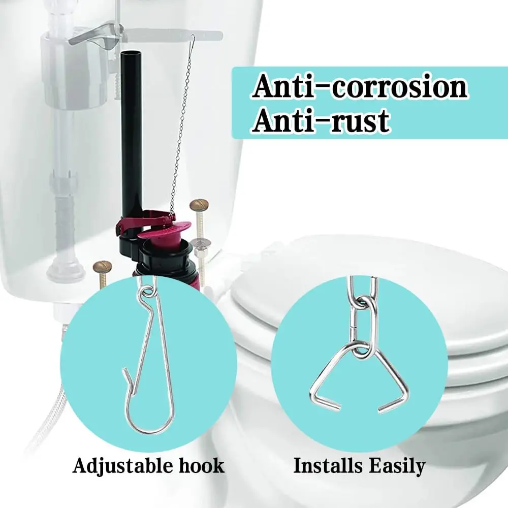 1-3Pcs Stainless Steel Toilet Flapper Lift Chain Toilet Chain Replacement Kit Universal Toilet Bowl Flush Chain for Most Toilet