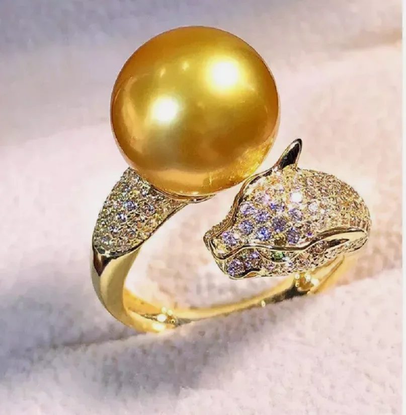 

Аутентичное натуральное золотое кольцо с круглым жемчугом AAAAA 10-11 мм 925s