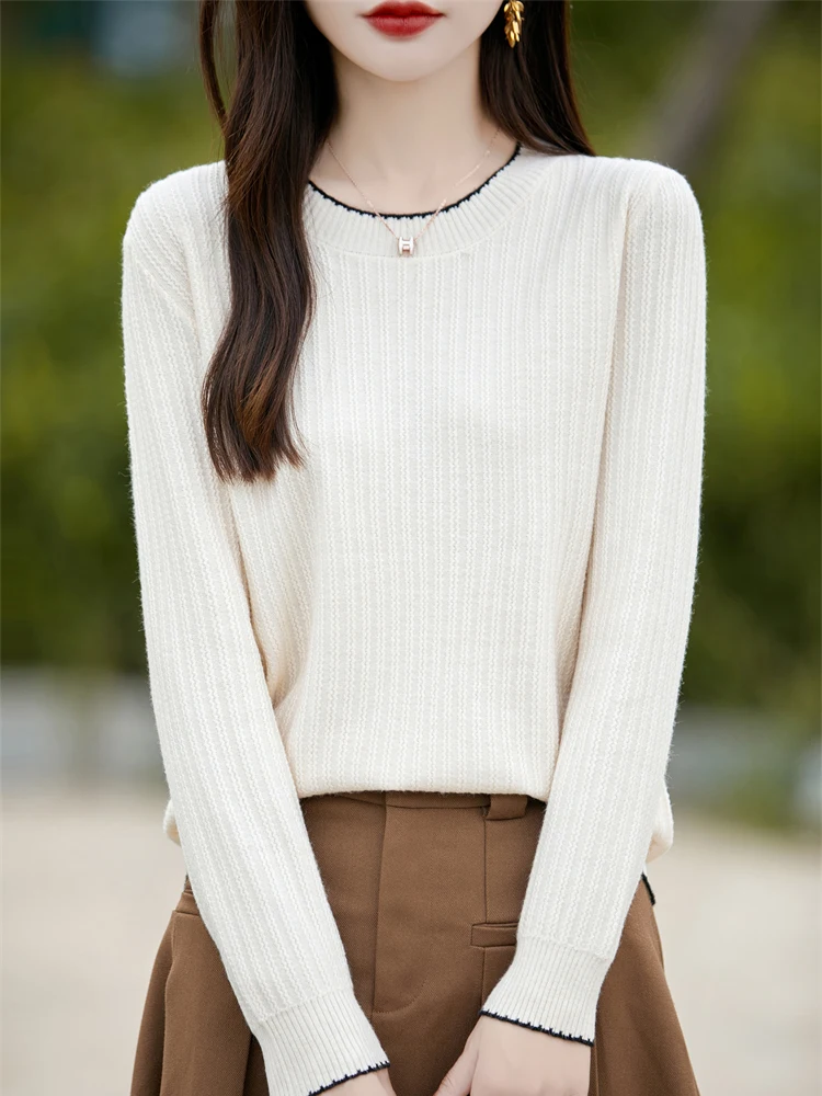 

Lace Round Neck Knitted Sweater High-quality Women's Top Thin Sweater Spring New Style Fashionable Design Women's Clothing