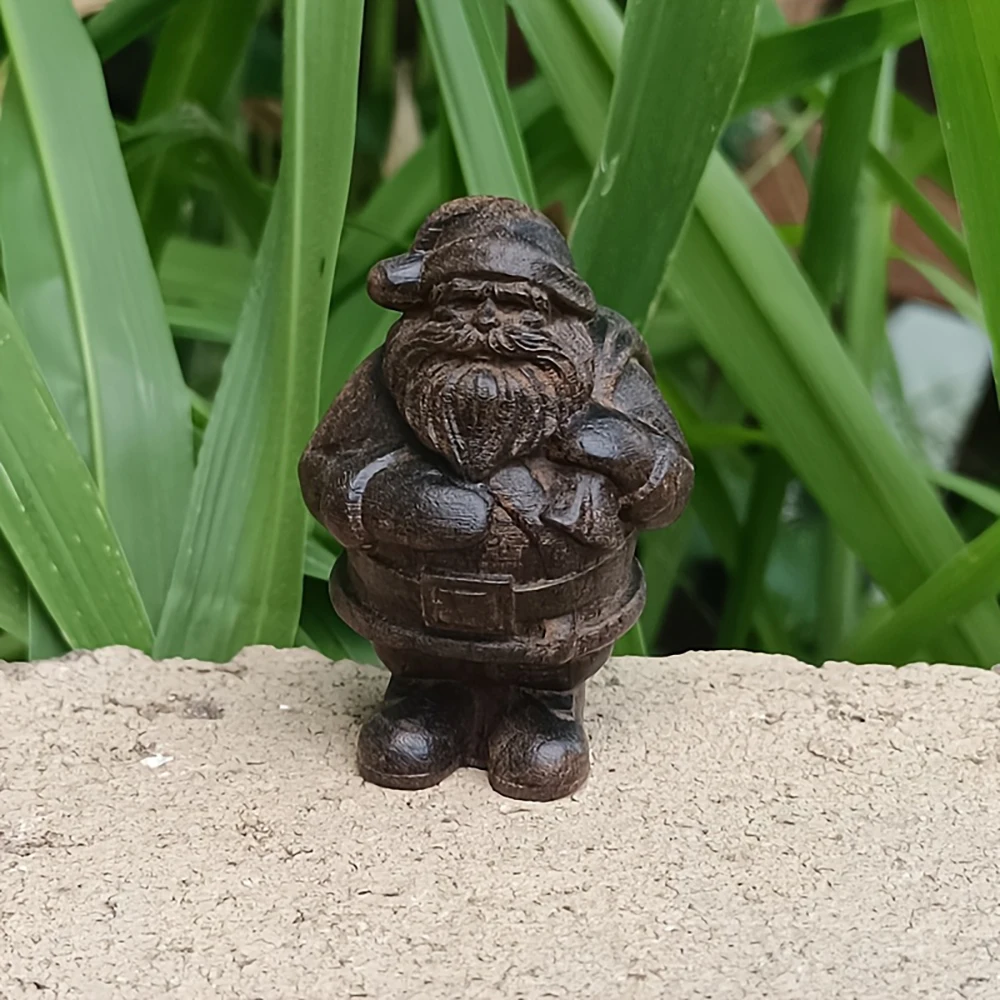 1.7 Inch Hand-Carved Wooden Santa Claus Craft Ornament Suitable for Home Decor, Living Room, Entryway, Desk Decorations, Office Desktop Decoration, and Gifts