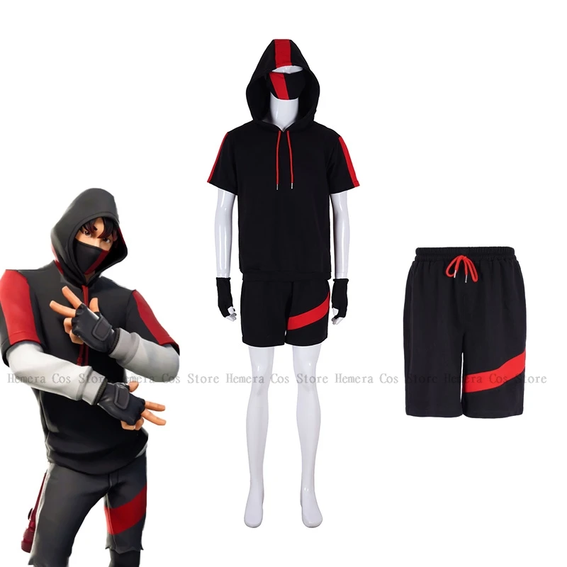 Adults Kids Fortnit Cosplay IKONI EPIC Outfit Skin Battle Uniforms Costume Clothes Uniform Anime Game Cosplay Halloween Party