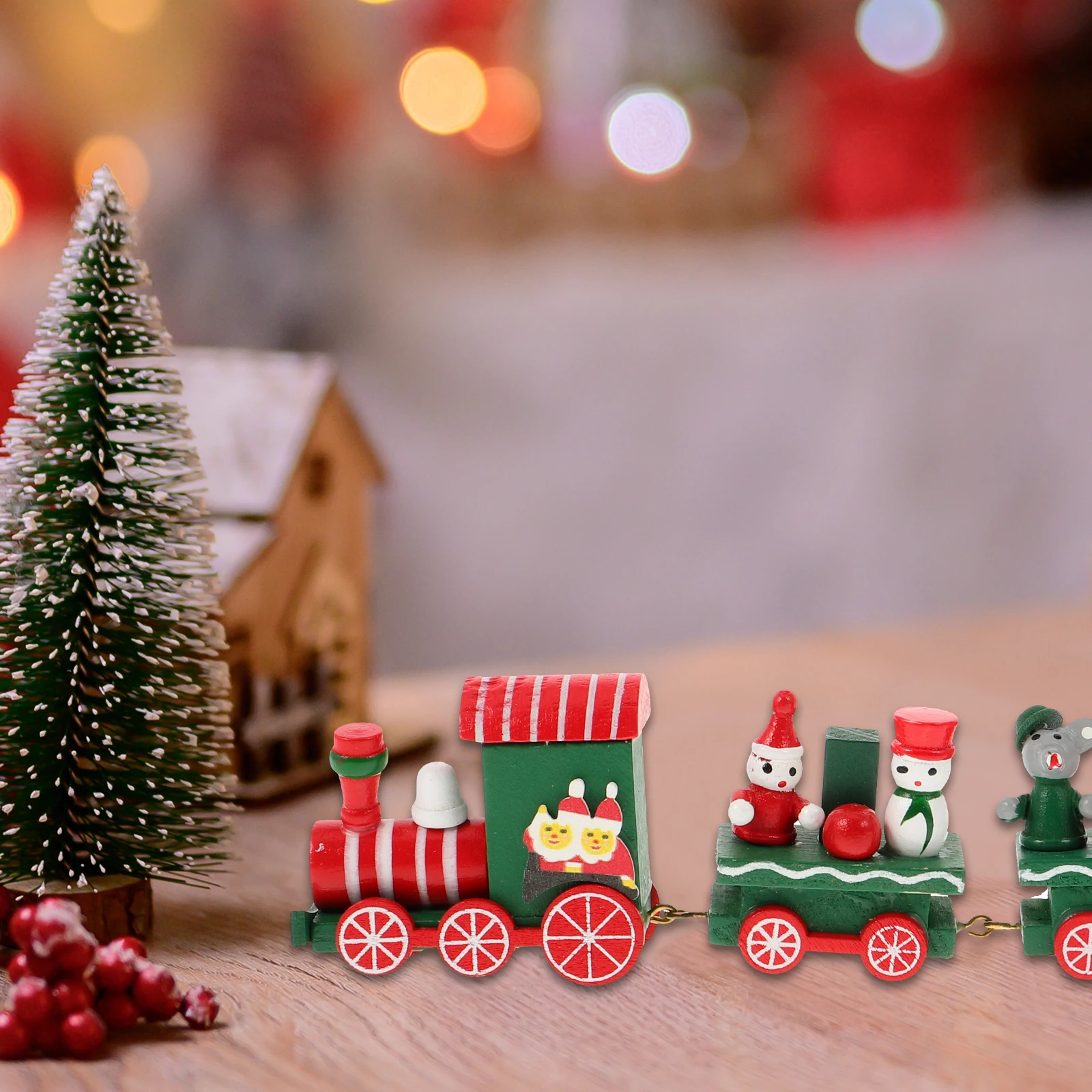 

Wooden Small Train Christmas Ornament Decorations Cartoon Ornaments Indoor Desktop Adornment Mini Toddler