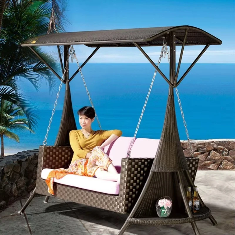 Rattan Outdoor Woven Modern Hotel Patio Customized 2 Seaters Beach Garden Courtyard Park Swing Chair Super Comfortable for Villa