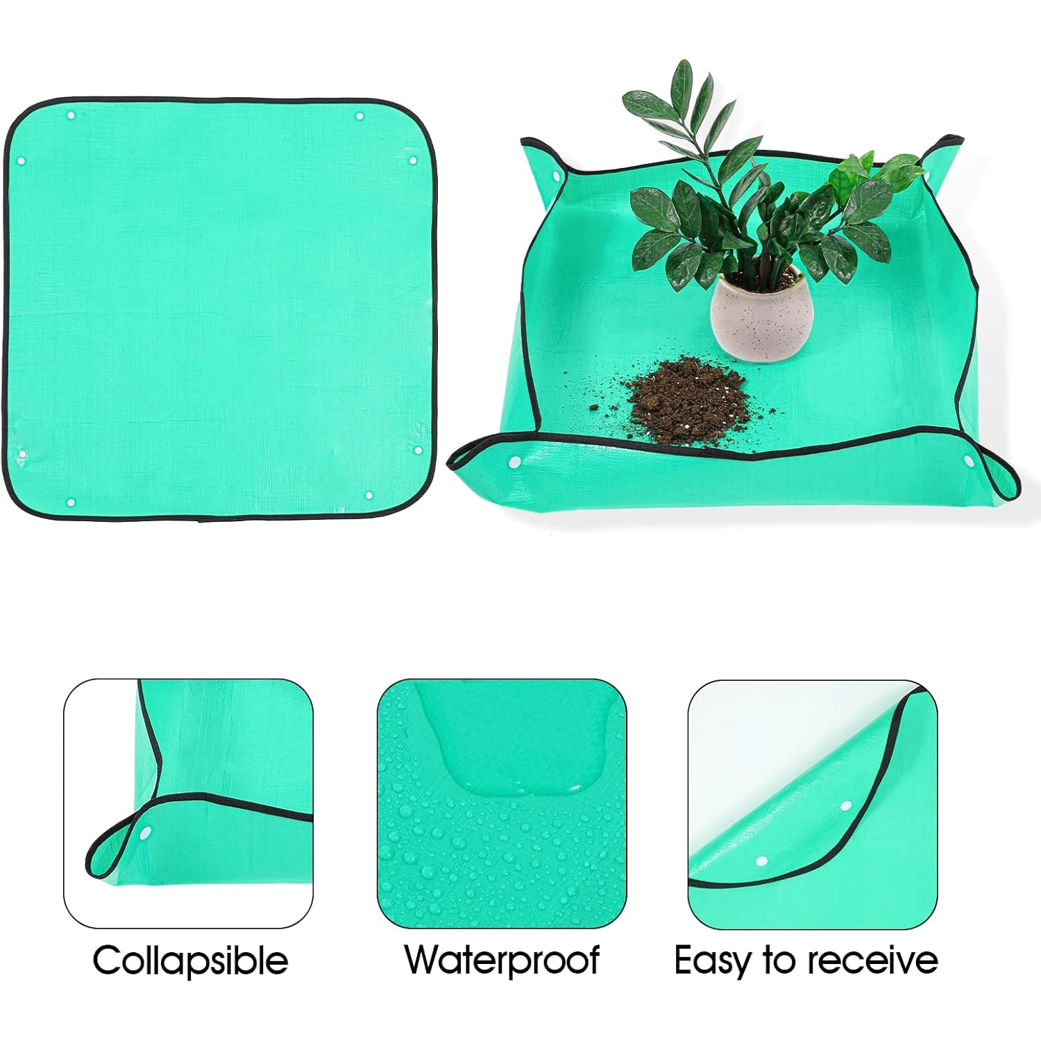 قطعة واحدة من حصيرة إعادة توثيع النباتات المقاومة للماء - حصيرة بوتينج عصارية داخلية محمولة، حصيرة بستنة قابلة لإعادة الاستخدام لزراعة خالية من الفوضى