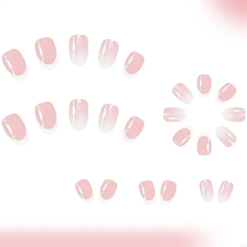 Q1FBアーモンドプレスオンネイルグリッター12サイズのネイルに偽のネイルスティック、24％のフランスのネイルヒントDIYネイルアートの装飾