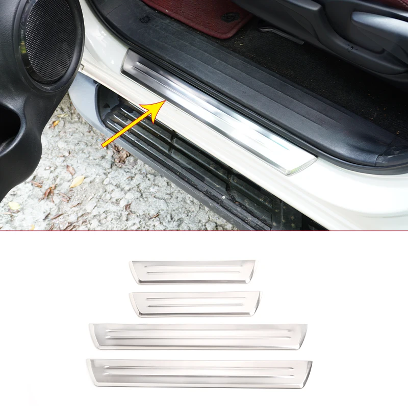 For Toyota Hilux 2015-2021 Car Styling Inner Outer Door Sill Scuff Plates Cover Stainless Steel Trim Protect Car Accessories