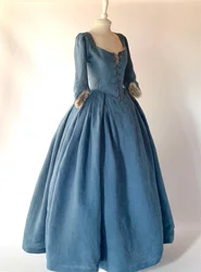 Rococo Croset Dress Victorian Elegant Gothic Aristocrat 18th Century Women Adult Linen Fabric Dress Custom Made