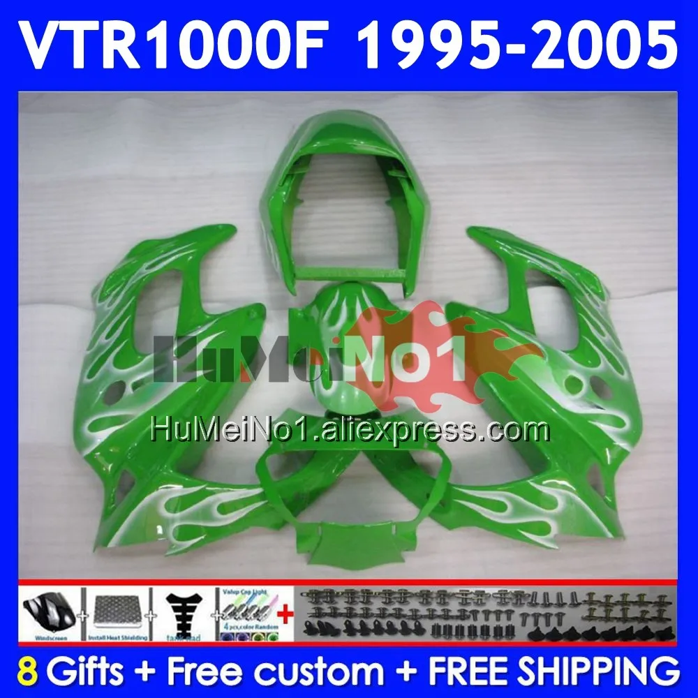 SuperHawk For HONDA VTR1000F 95 96 97 98 99 00 66No.38 VTR1000 F VTR 1000 F 1000F 2001 2002 2003 2004 2005 Green frames Fairing