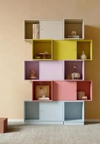 

Minimalist Floor Bookcase Storage Cabinet Designer Modular Color Storage Rack