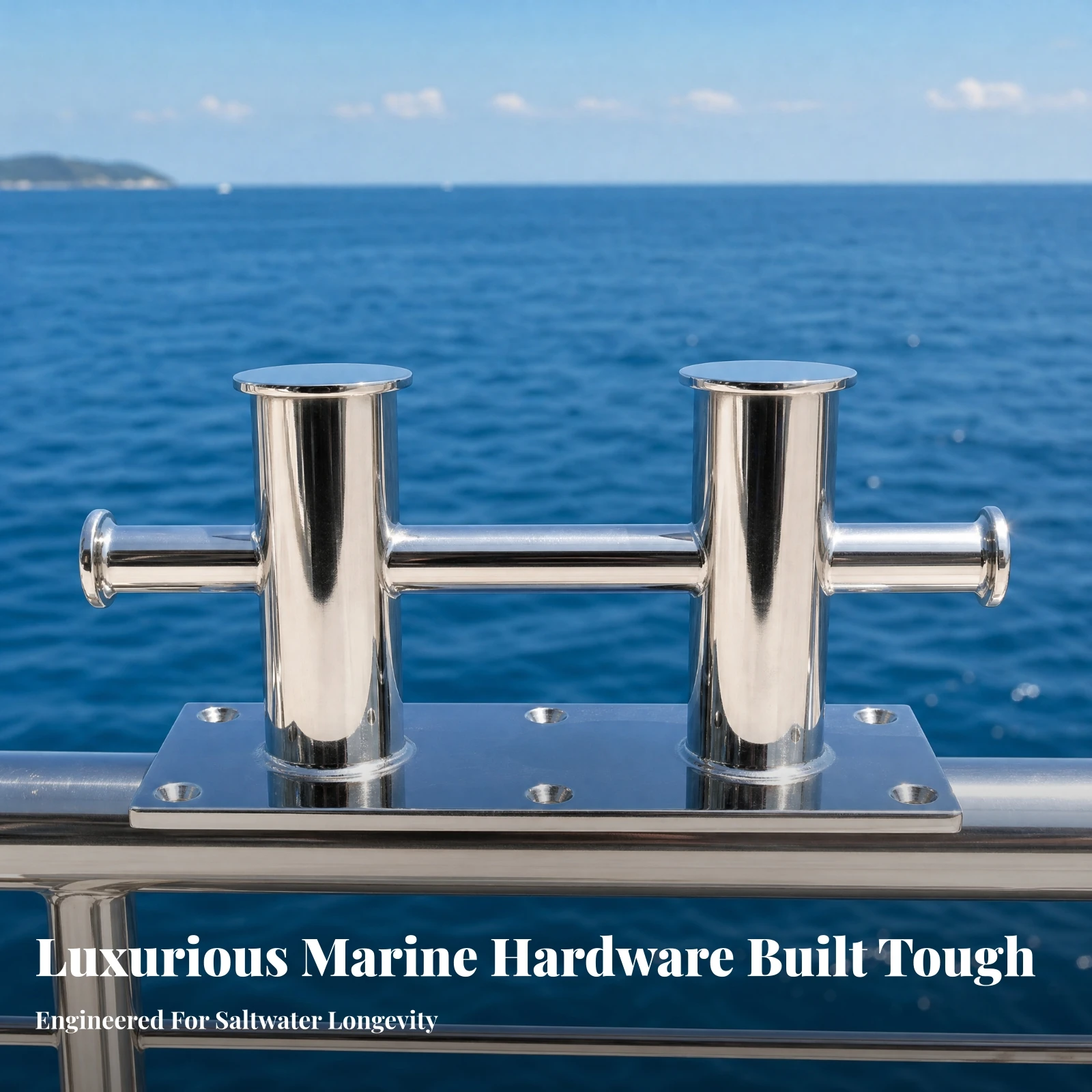 Double-Post Cross Cleat Sturdy Stainless Steel Cross Cleat Mooring Hardware Low-Maintenance Easy to Install for Boat Decks
