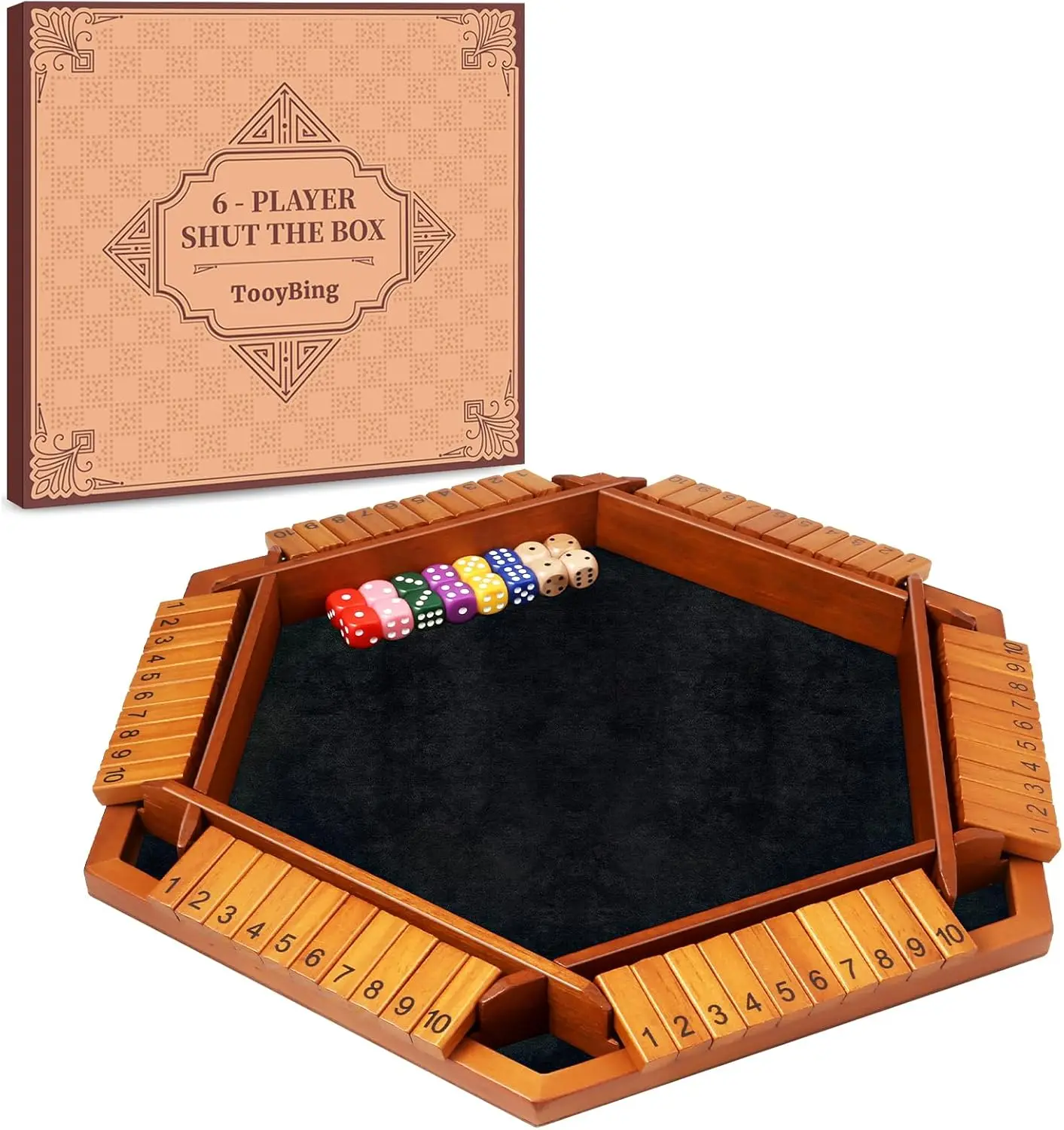 

Улучшенная настольная игра Shut The Box, деревянная доска, семейное развлечение с 16 кубиками, классическая математическая игра для вечеринок в баре.