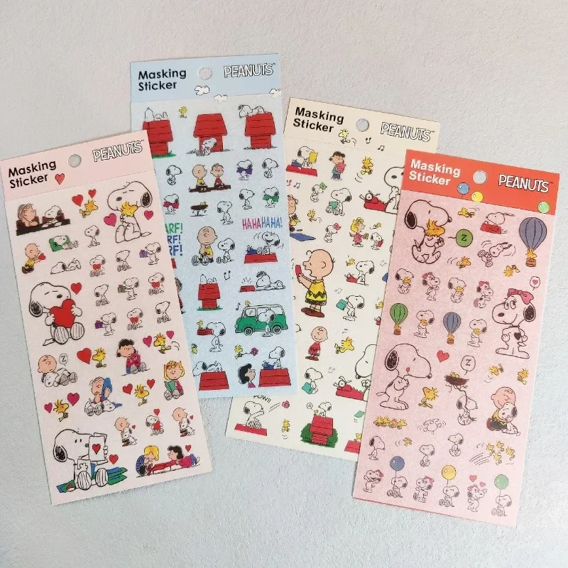 4개 스누피 스티커 귀여운 만화 DIY 창의적인 스크랩북 다이어리 장식용 봉인 스티커 학교 용품 생일 선물