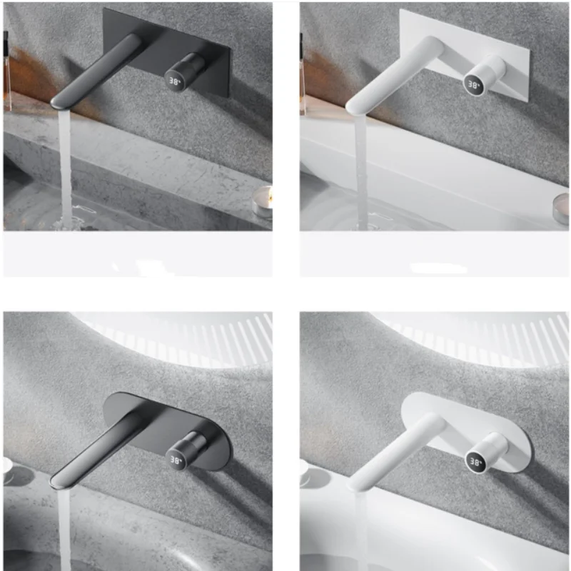 Imagem -04 - Torneira de Exibição Digital Inteligente Montada na Parede Lavatório Frio e Quente Embutido