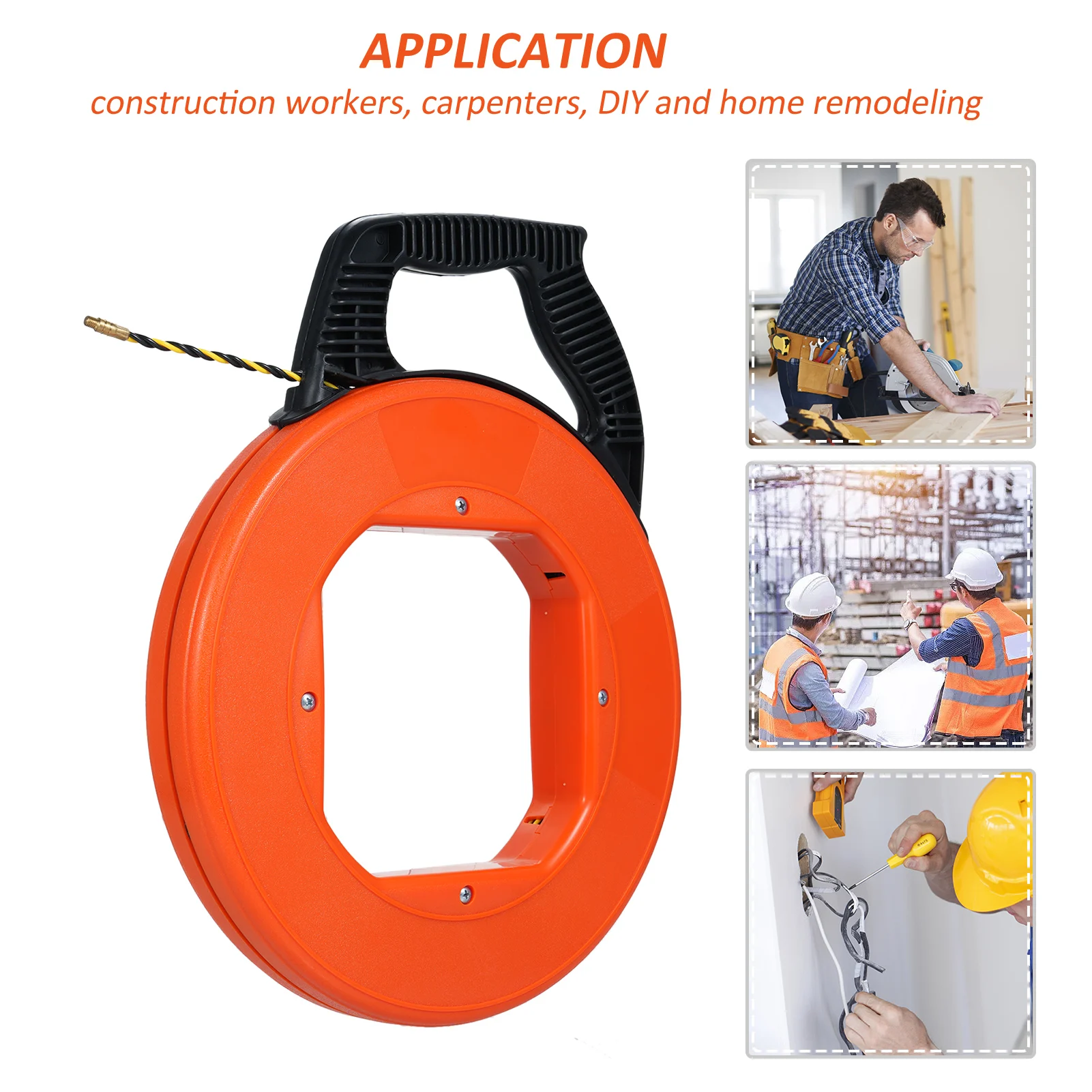 Electrical Wire Puller 100FT Polyester Electrical Fish Tape Wire Puller with High Impact Case Cable Retractable Aid Polyester
