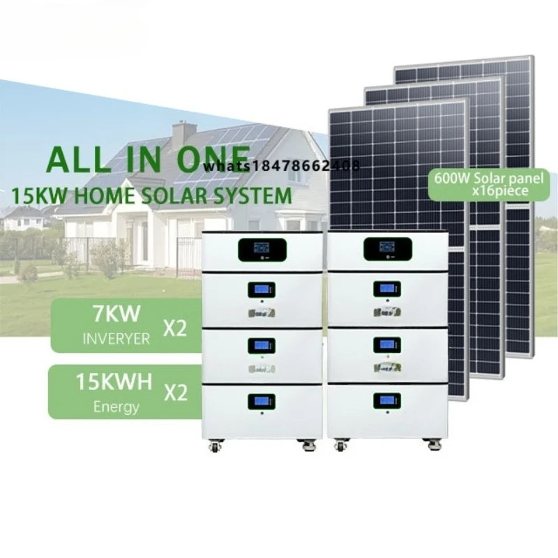 15KW Solar Power System Kit, Stacked Inverter Lithium Battery All-in-one Solar System with Solar Panels