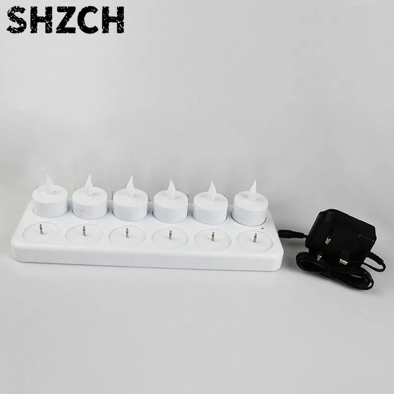 Set of 12 Rechargeable led candle Flameless Static TeaLight electric lamp waxless Valentine Home Wedding Xmas Table decor-AMBER