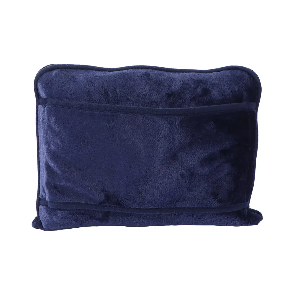 2 in 1 Travel Pillow and Blanket Set Foldable Portable Nap Quilt with Storage Bag Flannel Soft Throw Pillow Airplane