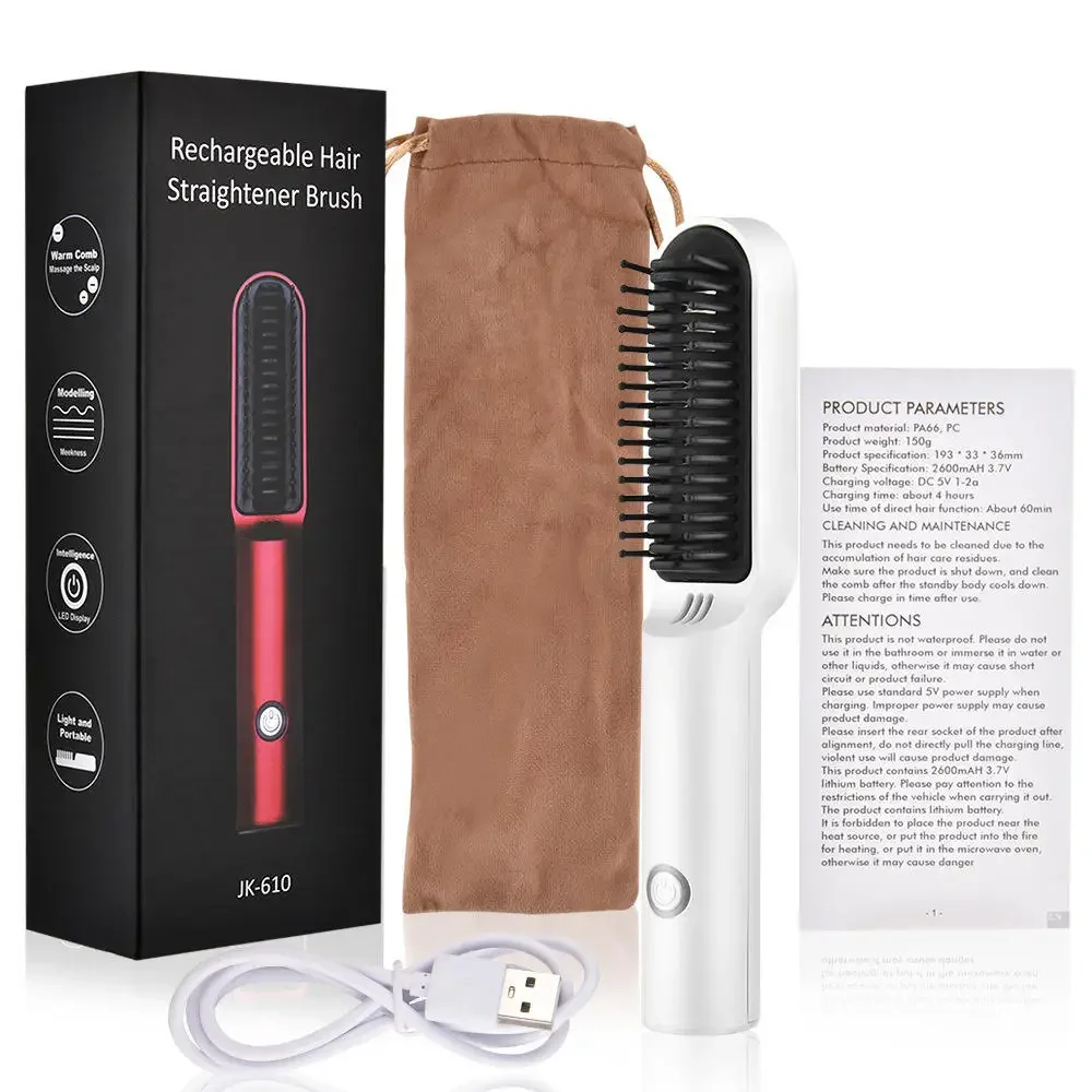 

2024 hot sales Professional Beard Straightener Brush Anion Hair Straightening Comb Electric Heating Hair Comb