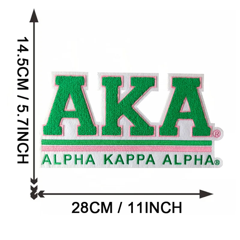 Large Size Pink and Green Alpha Kappa Alpha AKA Sorority Chenille Letter Patch For Women Varsity Jacket