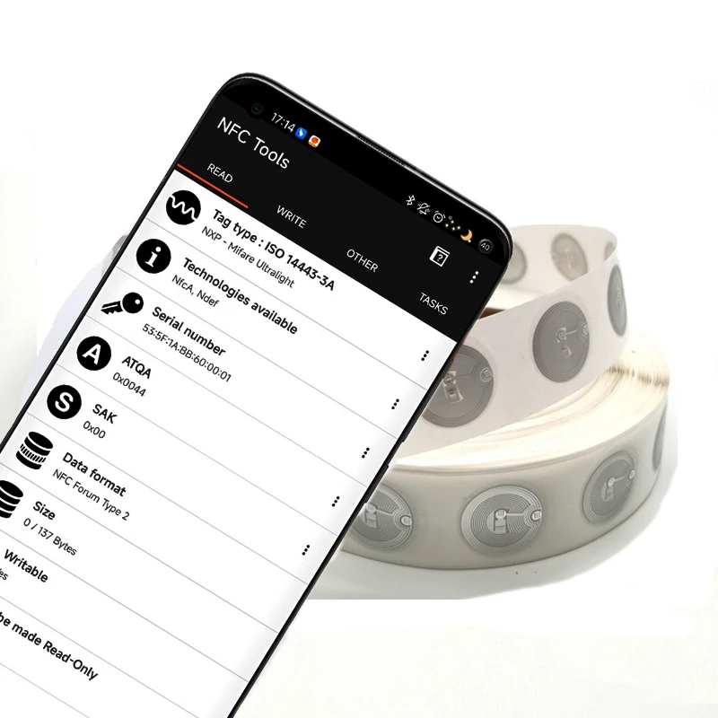 Tagi NFC okrągłe naklejki RFID na telefon z systemem Android 1 bajtów chip RFID 13,56 MHz zapisywalna i wielokrotnego zapisu pusta karta 5/50/100/500 sztuk