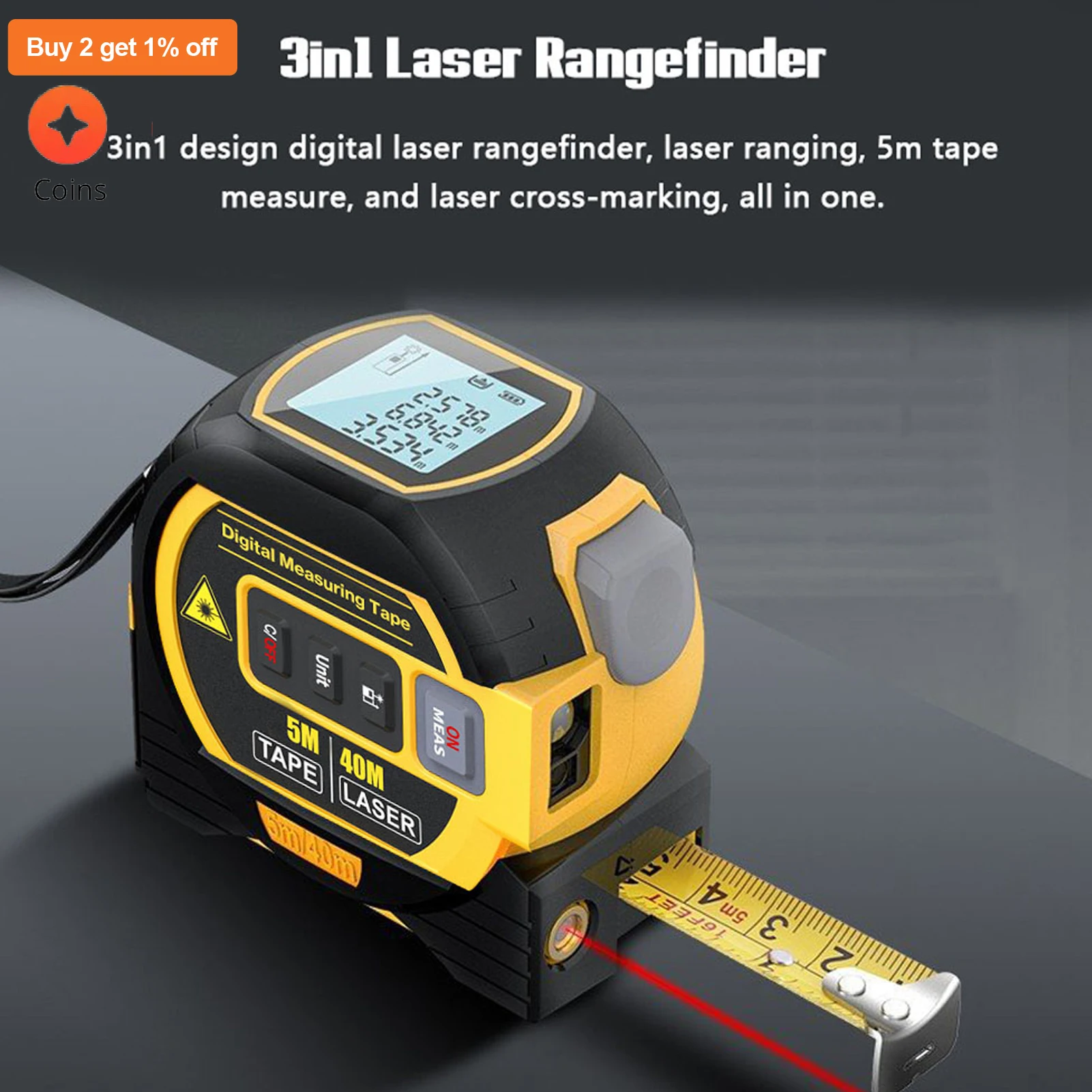 digital laser rangefinder roleta eletronica medidor de distancia laser fita metrica regua inoxidavel 5m 01