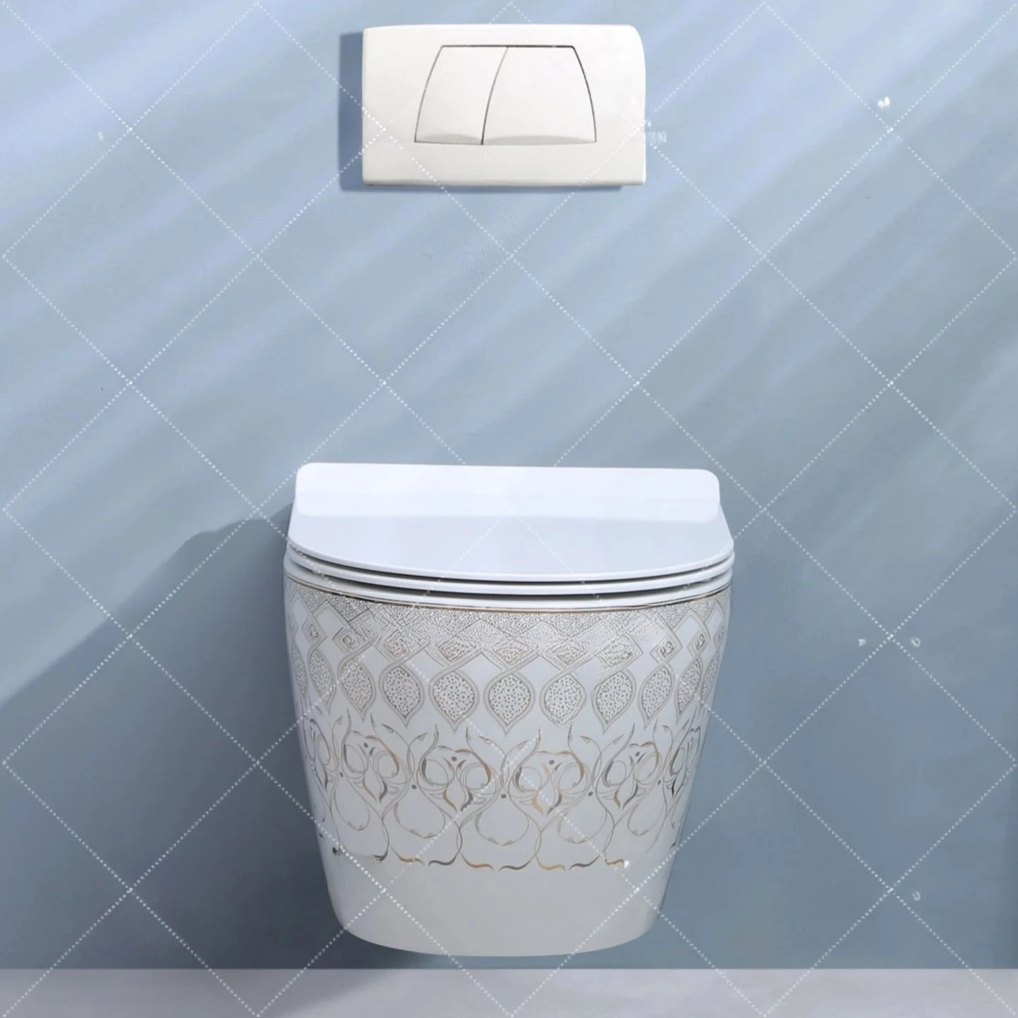 White Color Wall Mounted Sanitary Ware Water Closet Custom Luxury Design Bathroom Ceramic Good Pattern Wall Hung Toilet Commode