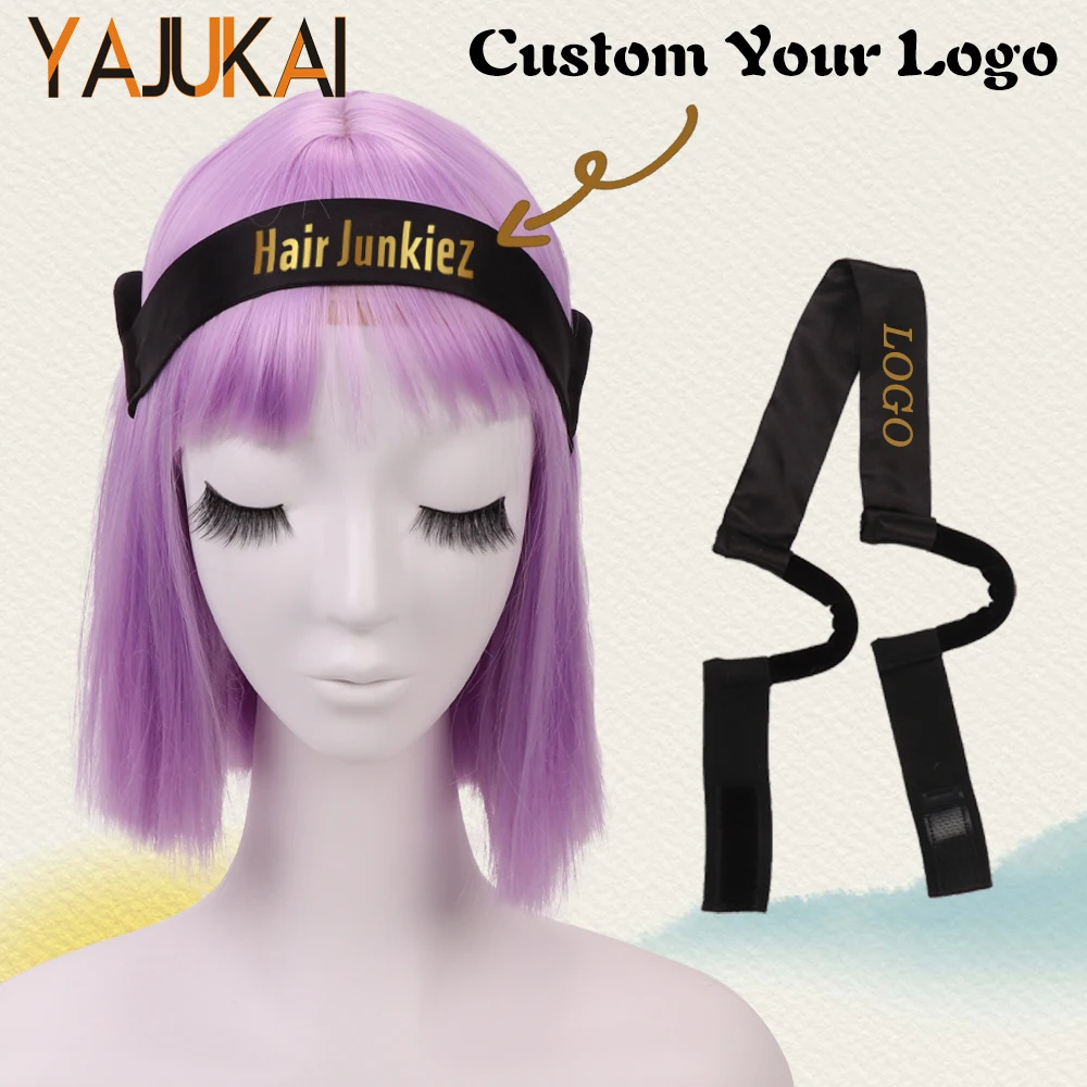 

Yajukai 10pcs Satin Wig Band Custom Logo 3cm Lace Melting Bnad Free Ear Cut Painless Adjustable Edge Wrap Rose Pink Wholesale