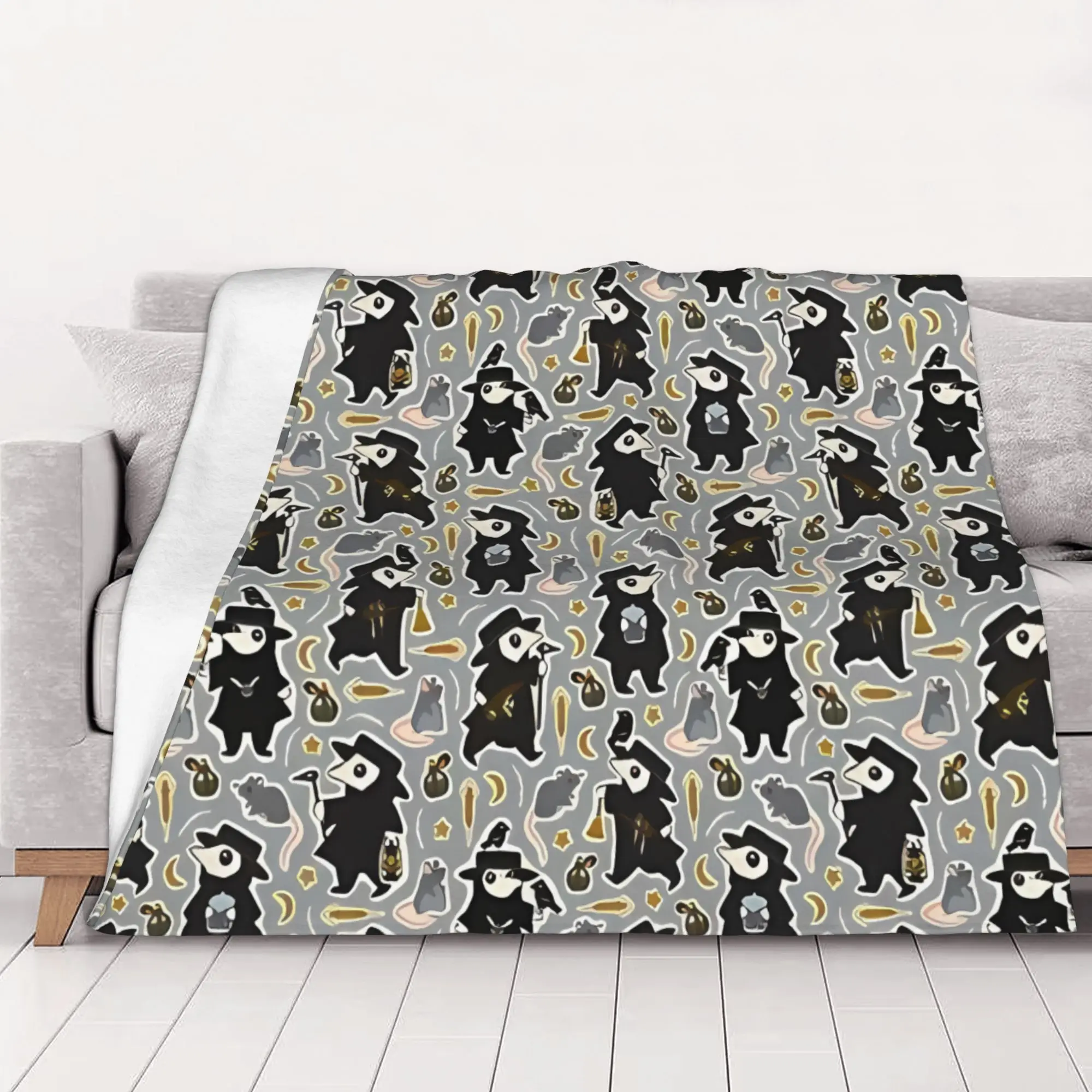 1PC Cute  Moonstone Plague Doctor home room decorations Winter Blankets for Adults Bedding Home Interior Sofa Knee