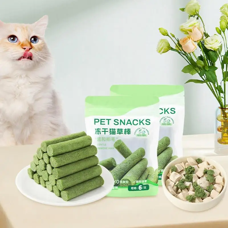 Cat Grass Teething Stick Cat Grass Sticks Pet Snacks Natural Grass Molar Rod Cat Chew Stick Teeth Cleaner Teeth Caring