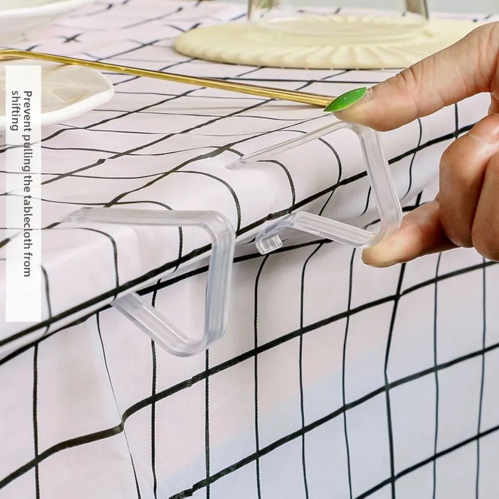 12pcs Durable Tablecloth Fixing Clip Anti-slip Plastic Clear Tablecloth Clips Transparent Windproof Table Cover Holders