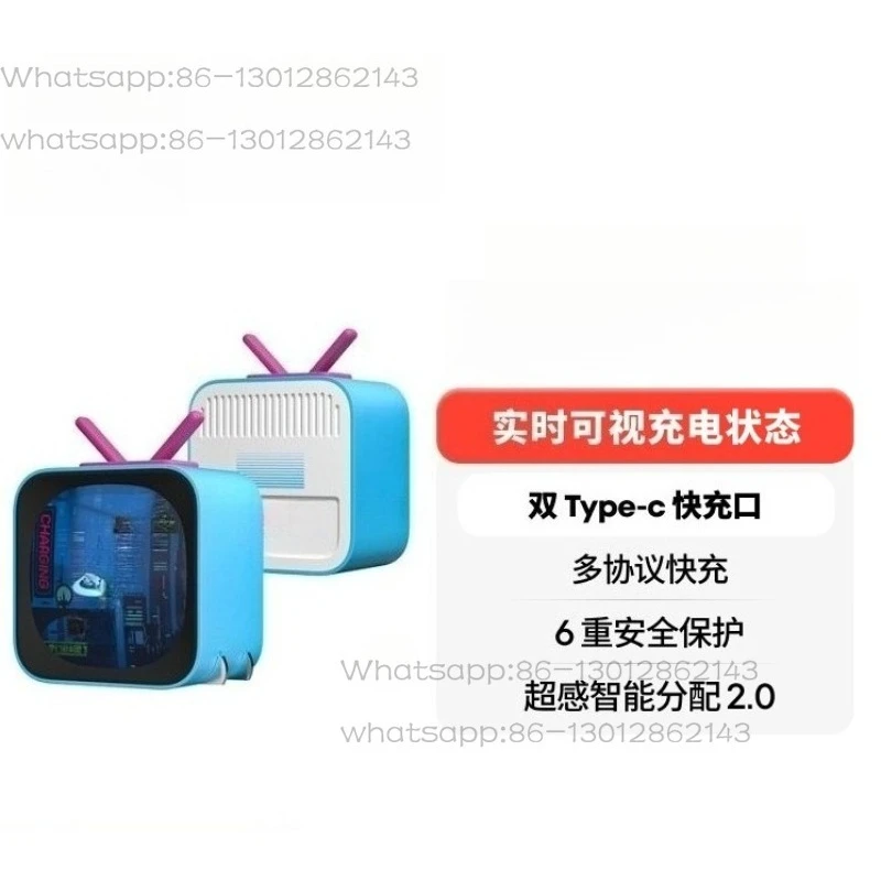 Retro Mini TV Shape 40W Dual USB-C PD Fast Charger Portable Phone Power Adapter For PD Fast Charge Devices