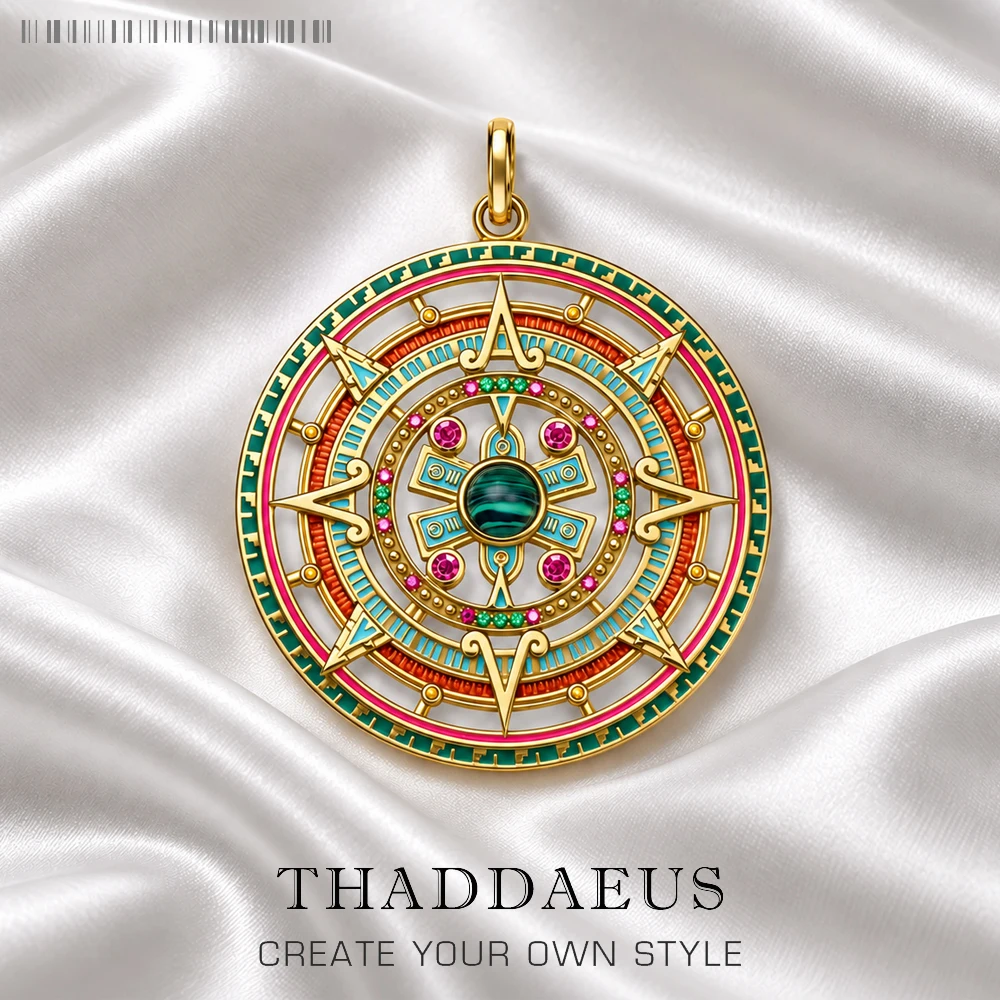 Pendants Golden Mythical Aztec Amulet,New Jewelry Vintage 925 Sterling Silver Accessories Powerful Magic Gift For Women Men