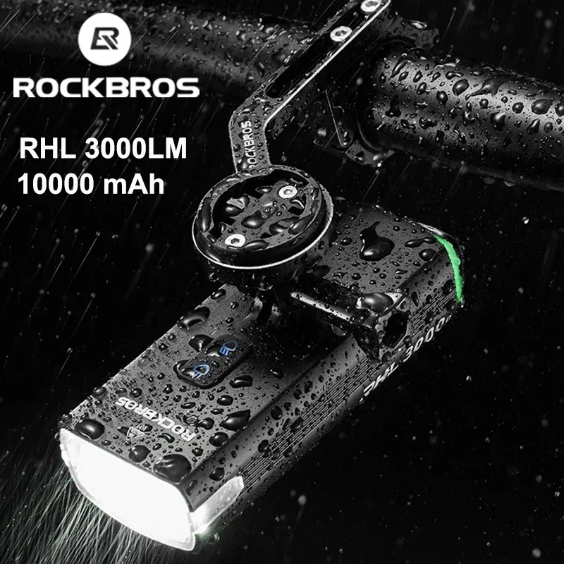 ROCKBROS 3000LM Bike Light 10000mAh High Brightness Bicycle Light Type-C Cycling Lamp Road MTB Safety Front Lights