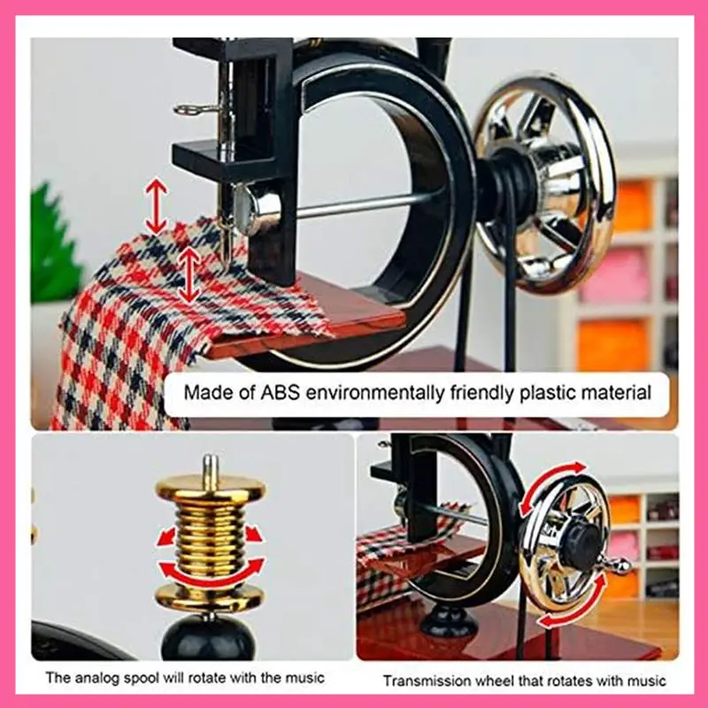 

HOT-Sewing Machine Shaped Music Box, Vintage Mini Retro Style Sewing Clockwork, Musical Box For Desktop Decoration Durable