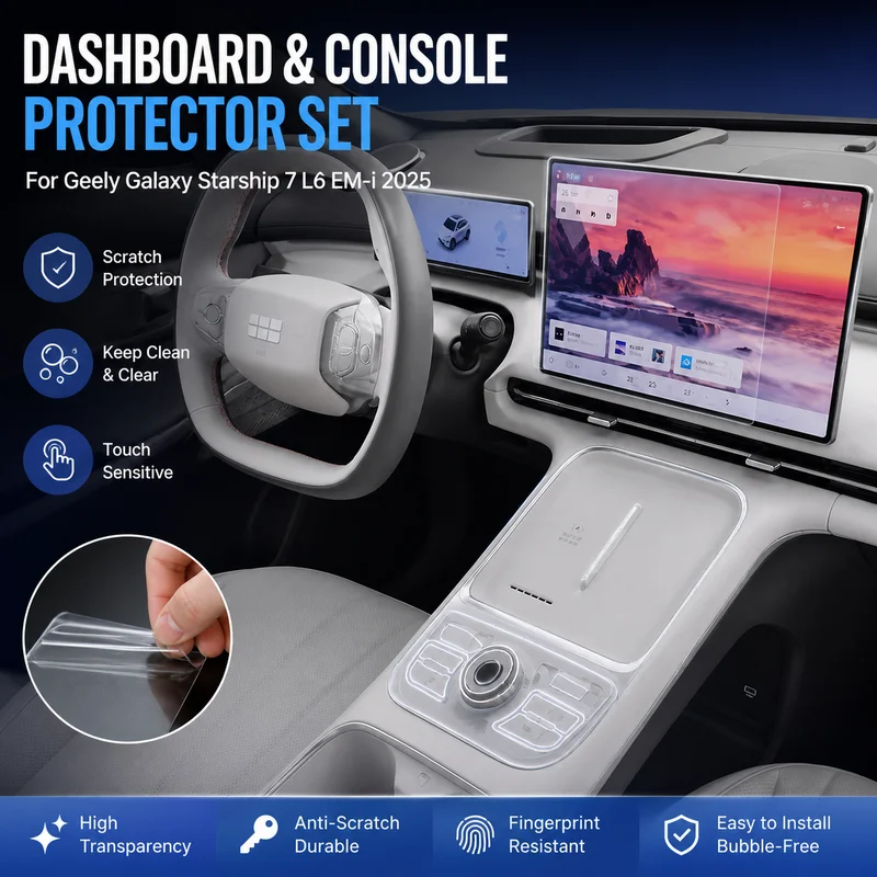 For Geely Galaxy Starship 7 L6 EM-i 2025 Dashboard Navigation Screen Protector Center Console Gear Shift Interior Film