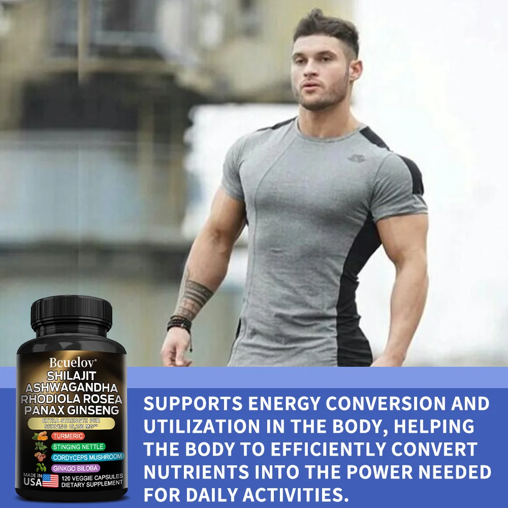 Shilajit Ashwagandha Rhodiola Rosea Ginseng Fórmula de alta concentración que promueve el sistema digestivo, el cerebro y el complemento de salud de las articulaciones