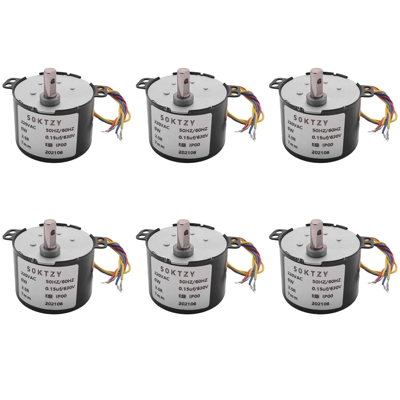 6X 50Ktyz Ac220v 10W 0.5A 2.5R/ Min Permanent Magnet Synchronous Motor Ac Gear Reduction Motor Cw / Ccw