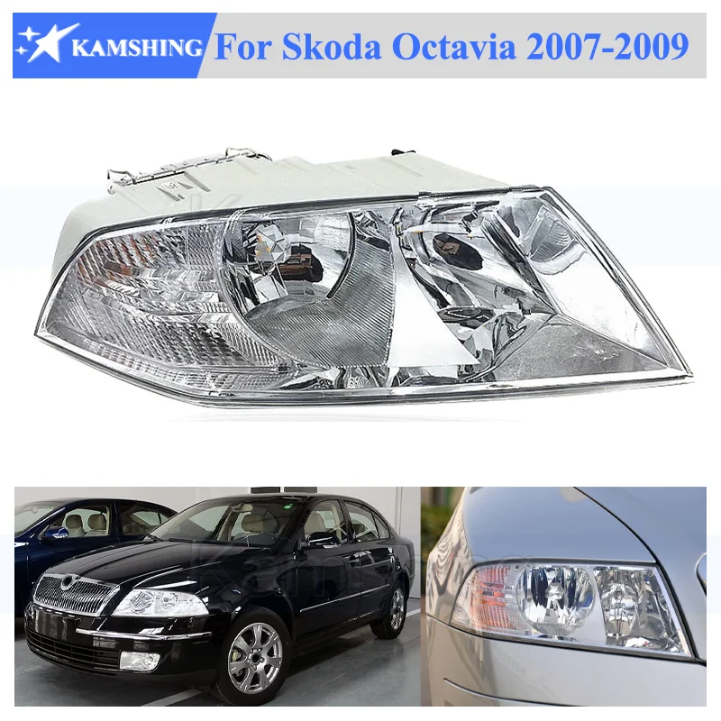 Kamshing Dla Skoda Octavia 2007 2008 2009 Reflektor przedni Reflektor drogowy Światło do jazdy dziennej Reflektor przedni Zespół reflektora