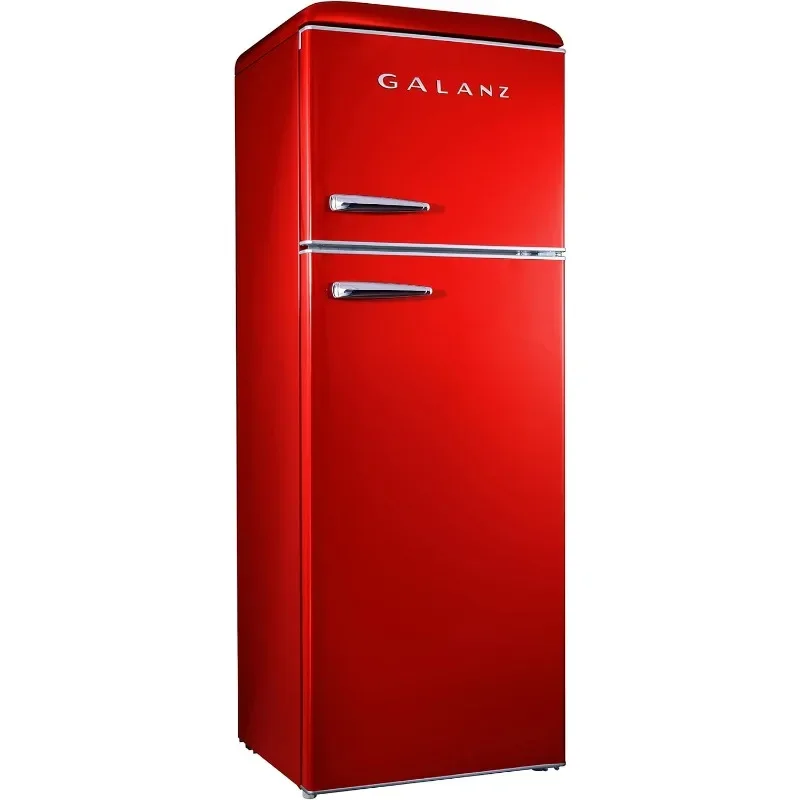 Galanz GLR12TRDEFR Refrigerator, Dual Door Fridge, Adjustable Electrical Thermostat Control with Top Mount Freezer Compartment