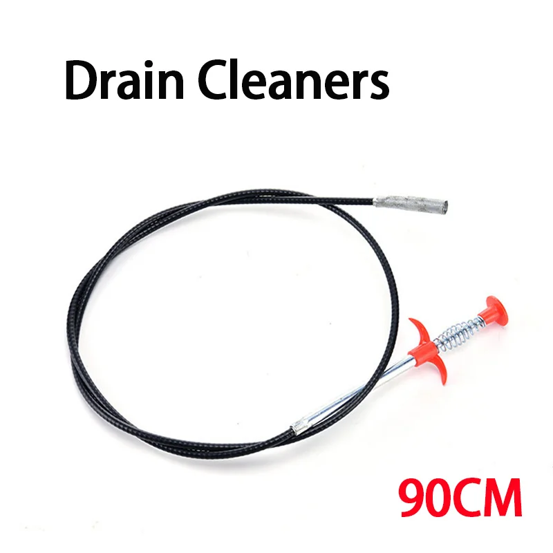 90cm/35.43 Inch Sink Drains Grabber Tool Flexible Long Reach Claw Pick Up Narrow Bend Curve Floor Drain Sewer Spring Grip Cleane