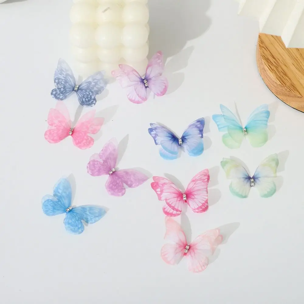 3D Organza Fabric Appliques Gradient Color Double-layer Chiffon Embroidered Patches Handmade Clothes Sewing Patch