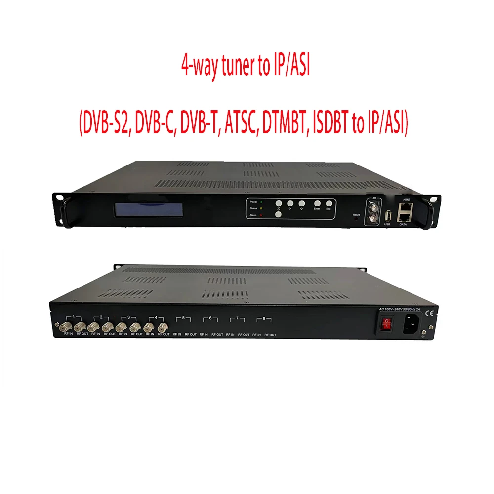 4 Channel Rf To Ip Tuner To Ip Asi Digital Rf Dvb-s2/dvb-c/dvb-t /atsc/isdbt/tdt Dvb Stream Receiver Iptv Cable Tv Gateway