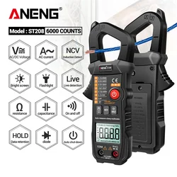 Anengst208-電流クランプ,6000カウント/DC,自動,マルチメータ,電気技師のツール