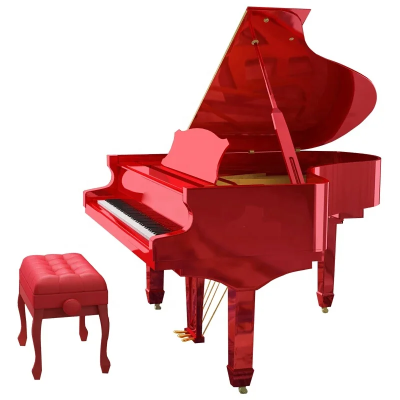 GP‑152R Red Polish Acoustic Grand Piano 88 Keys Solid Wooden Cabinet Musical Instrument for Home Concert Performance