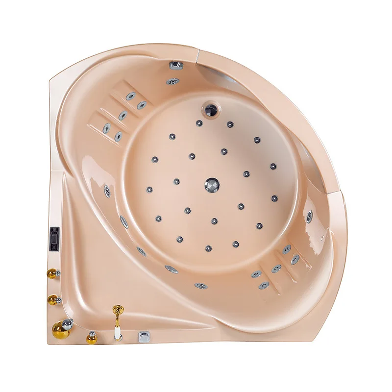

Double triangular bathtub household bathroom acrylic surf massage intelligent thermostatic fan bath