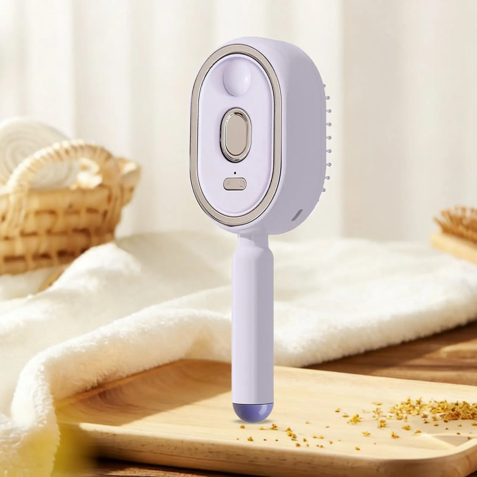 Wet Electrics Hairbrush with Water Spray Rechargeable Steams Hair Straightener USB-C Charging Anti-Static Red Light Hair Brush