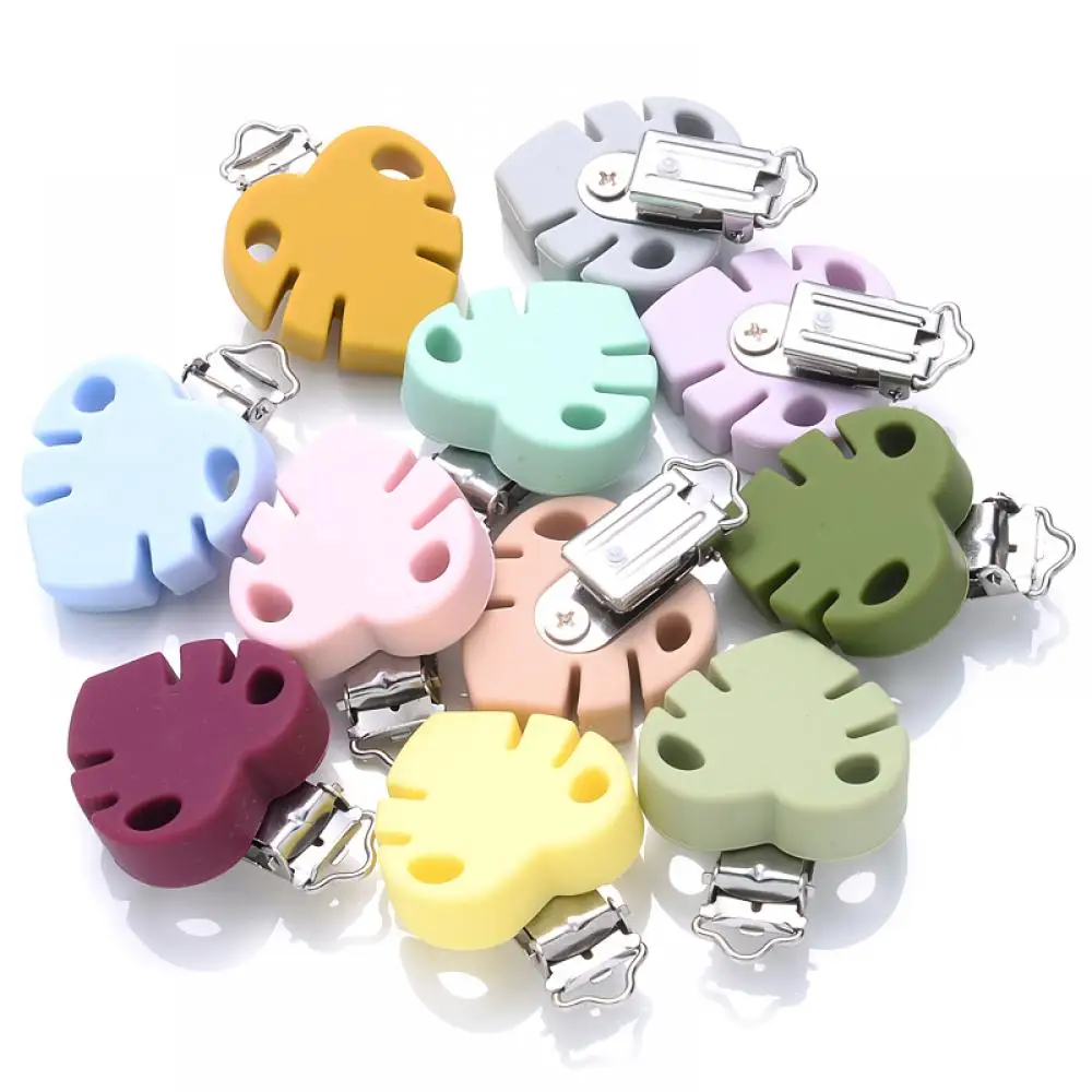 1Pcs Silicone Leaves Pacifier Clips Baby Teethers Food Grade Silicone Beads For Feeding Pacifier Chain Making BPA Free