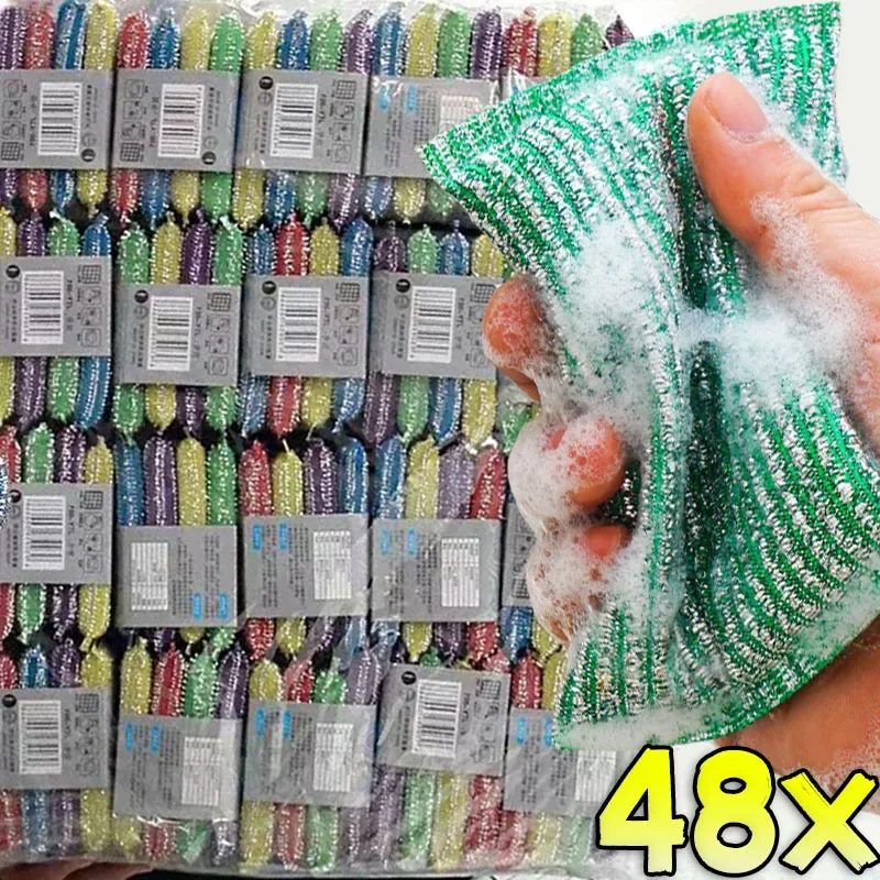 Sponge Rags Steel Wire Non -oil Brush Rag Reusable Double Sided Cleaning Cloth Dishrag Dishcloth Kitchen Cloths Towels Products