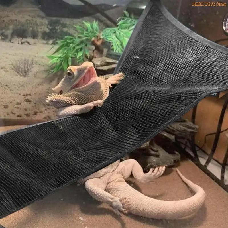 K1AE Hammock Swing Hanging Bed Lounger with 4 Suction Hook for Bearded Dragon Leopard Snake