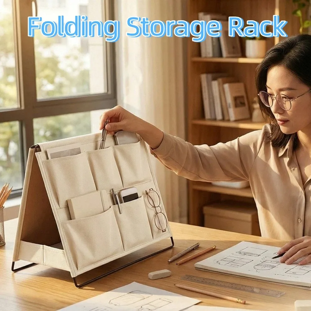 Large Capacity Folding Storage Rack Collapsible Space Saving Desktop Shelf Wear-resistant Double-sided Multi-Layer Storage Box